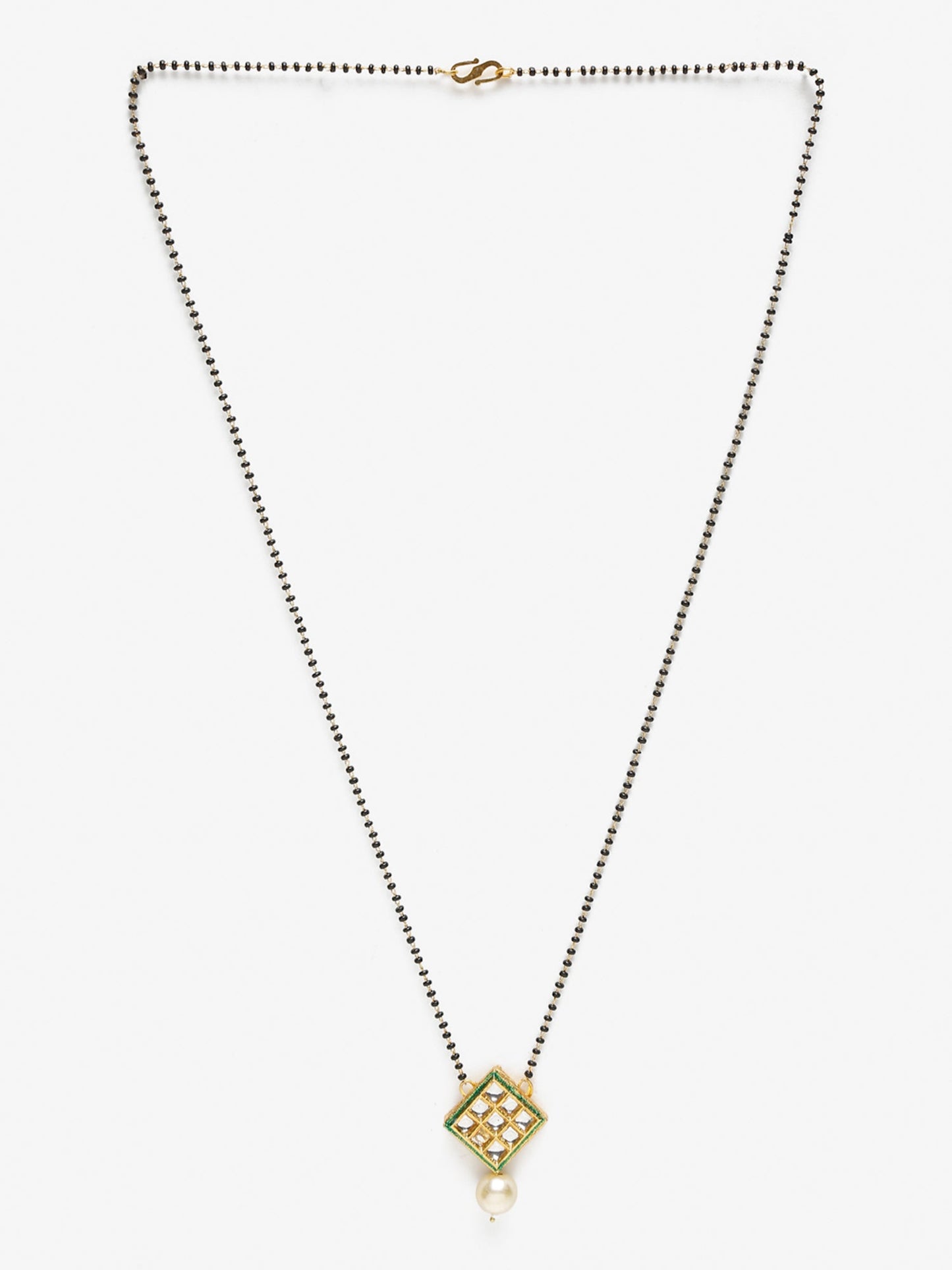 Women's Gold-Polished Black Beaded Mangalsutra - Ruby Raang