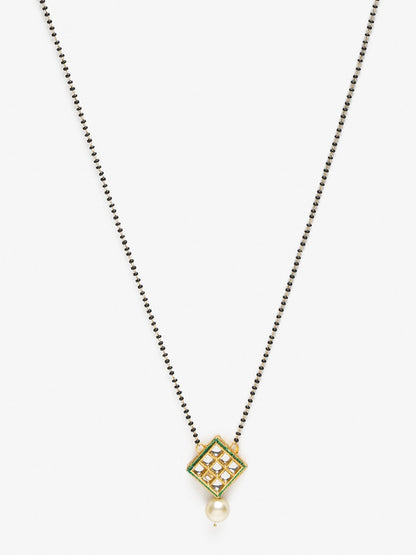 Women's Gold-Polished Black Beaded Mangalsutra - Ruby Raang