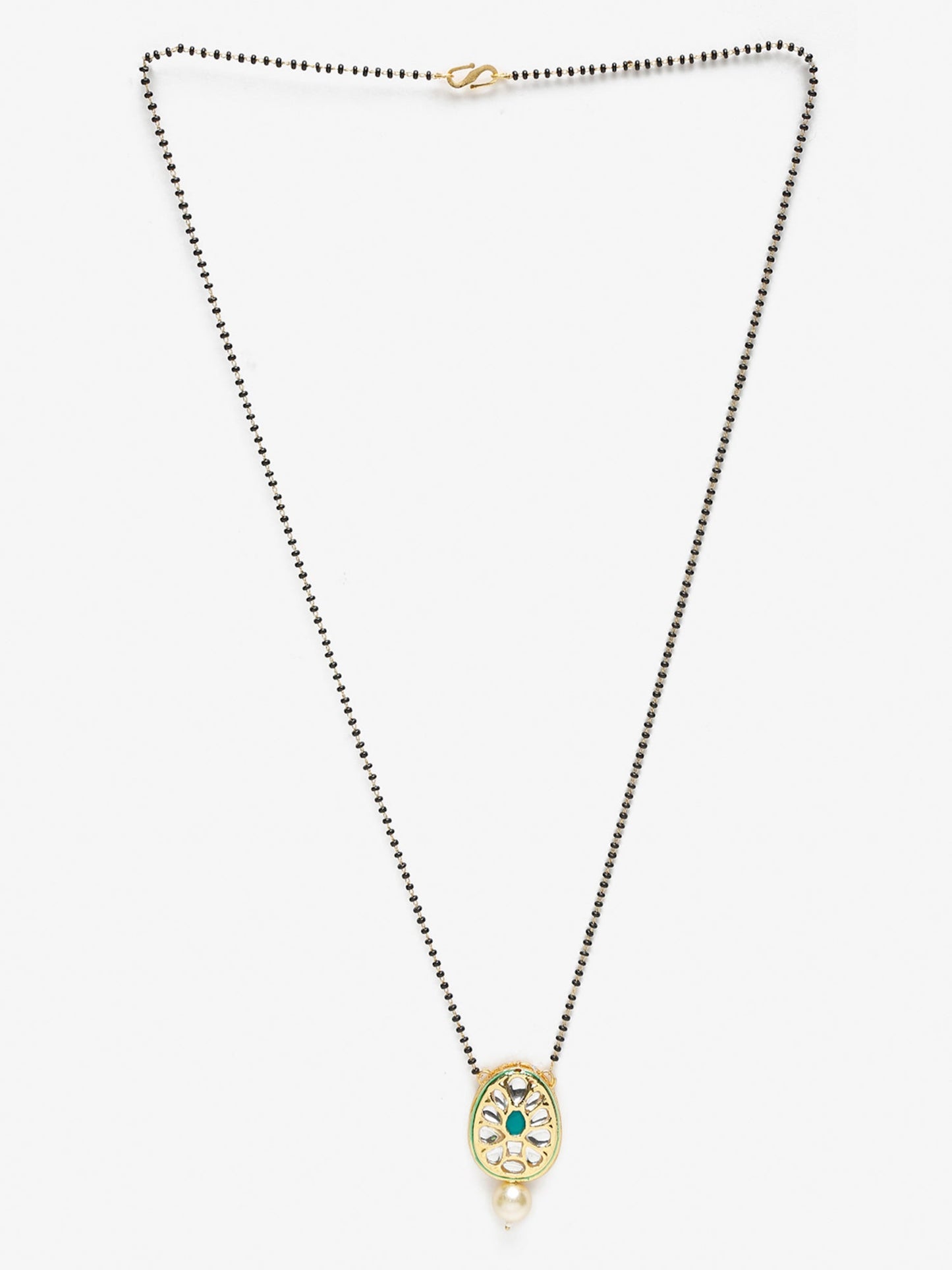 Black Gold-Polished Kundan Mangalsutra - Ruby Raang