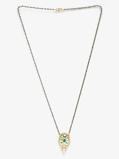 Black Gold-Polished Kundan Mangalsutra - Ruby Raang