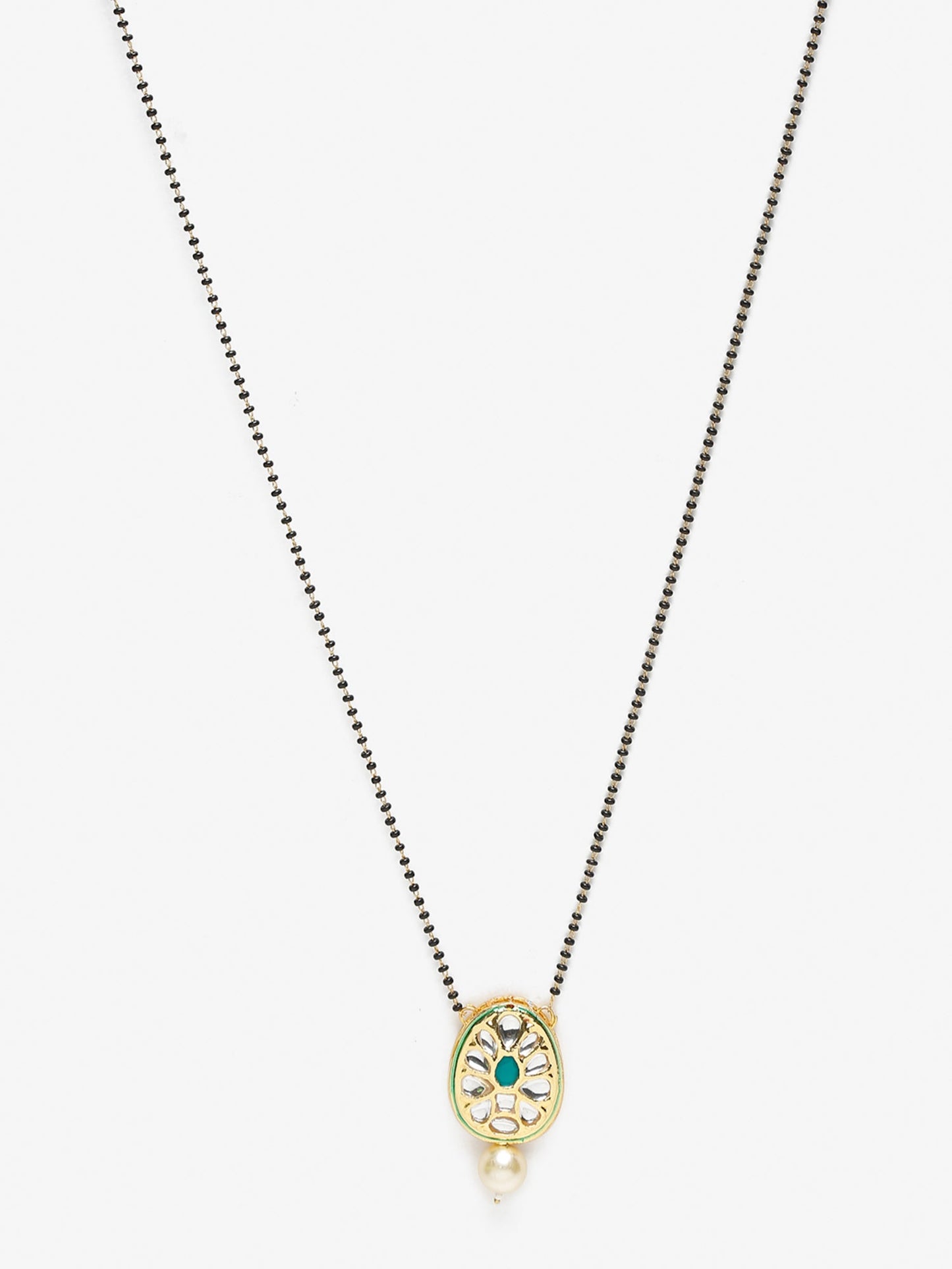 Black Gold-Polished Kundan Mangalsutra - Ruby Raang