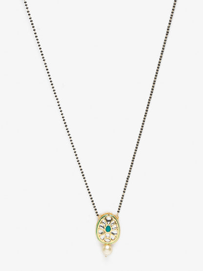 Black Gold-Polished Kundan Mangalsutra - Ruby Raang