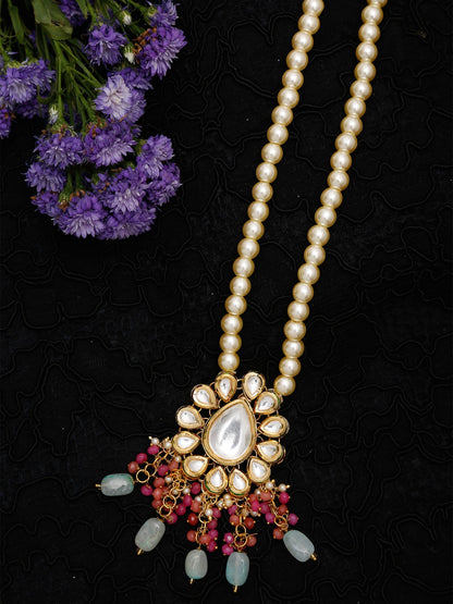 Gold-Toned Pink Gold-Polished Handcrafted Necklace - Ruby Raang