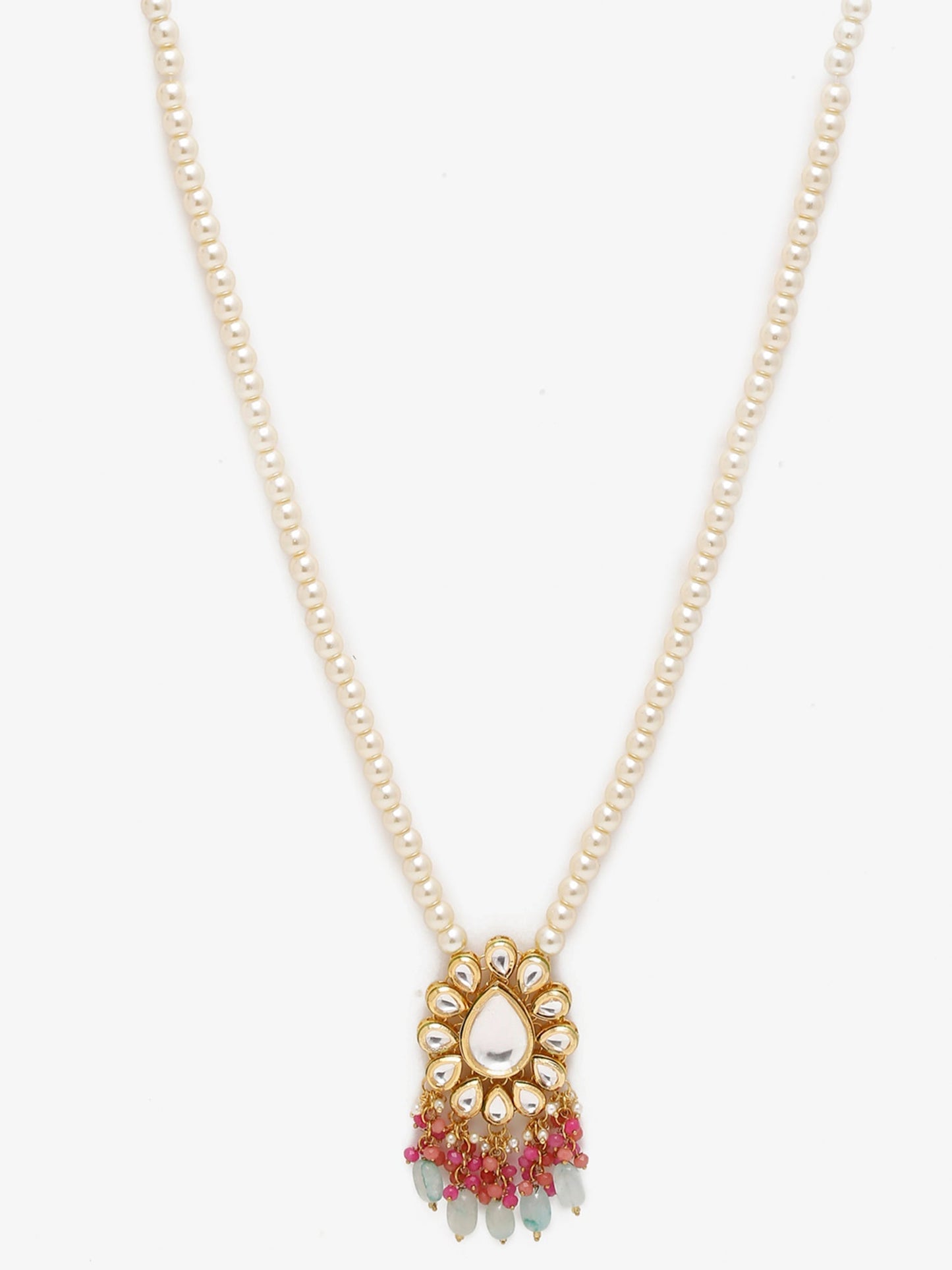 Gold-Toned Pink Gold-Polished Handcrafted Necklace - Ruby Raang