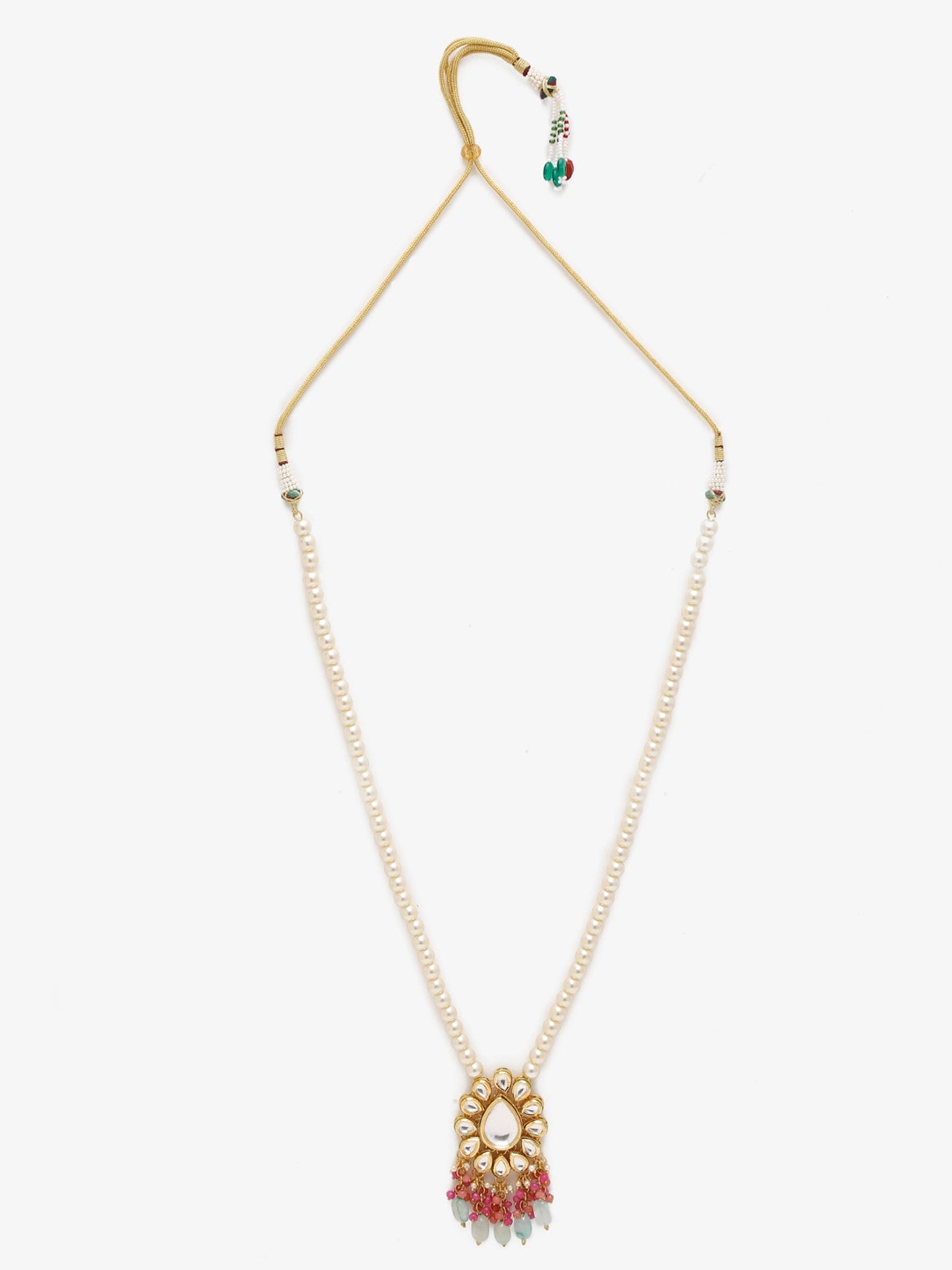 Gold-Toned Pink Gold-Polished Handcrafted Necklace - Ruby Raang
