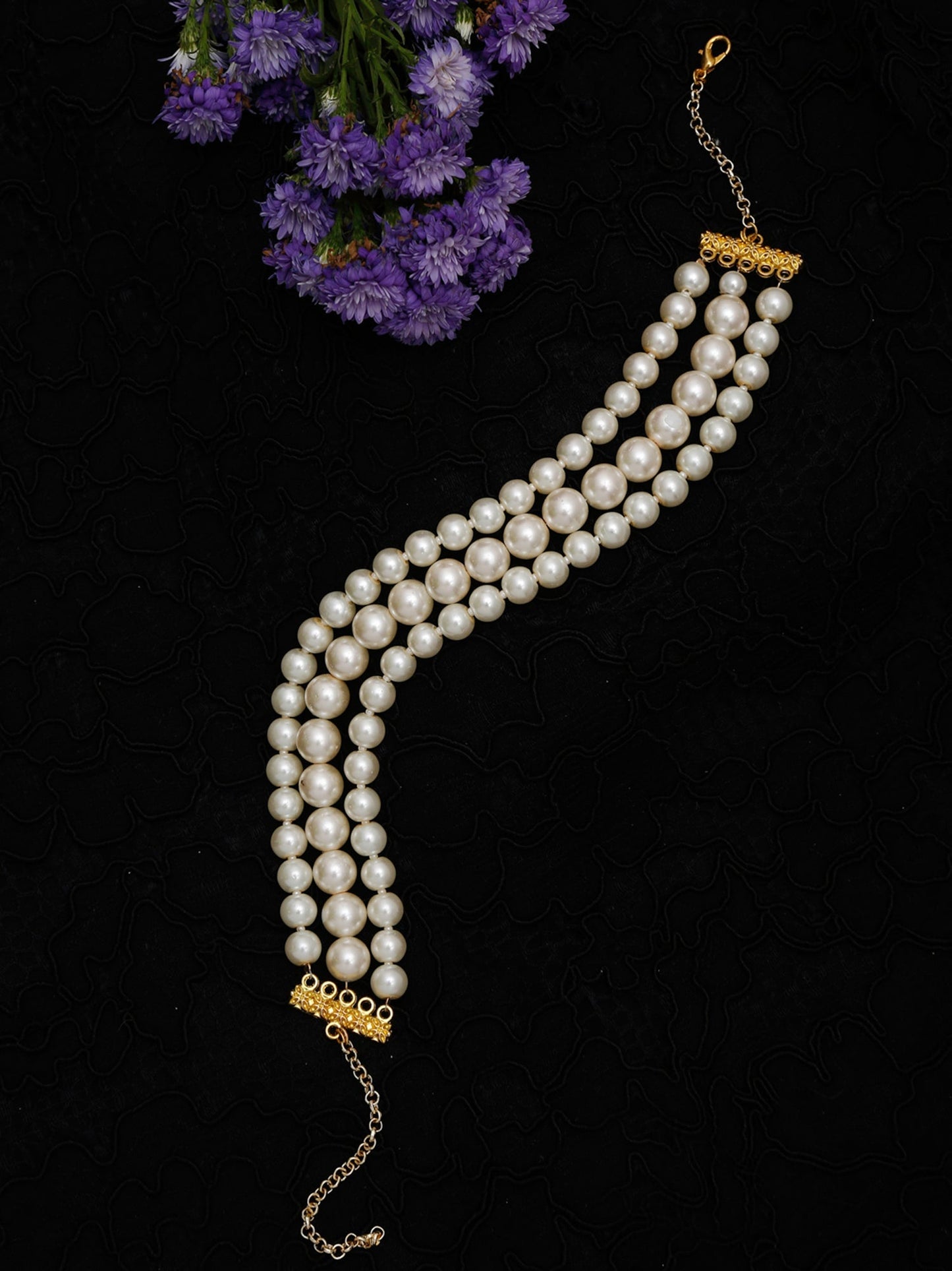 Gold-Toned White Gold-Polished Handcrafted Necklace - Ruby Raang