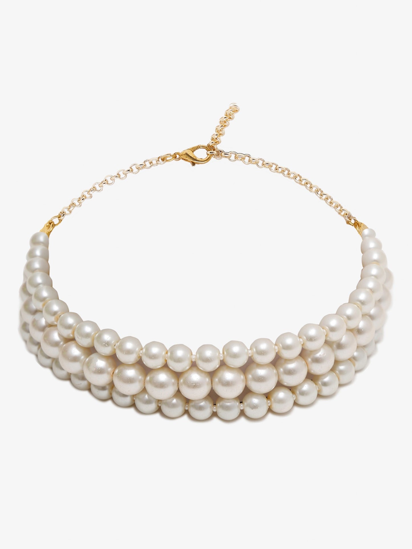 Gold-Toned White Gold-Polished Handcrafted Necklace - Ruby Raang