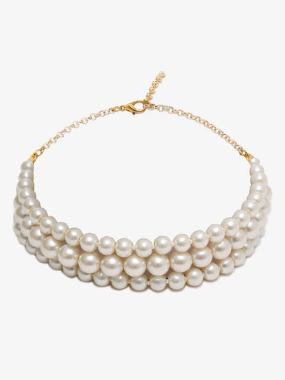 Gold-Toned White Gold-Polished Handcrafted Necklace - Ruby Raang