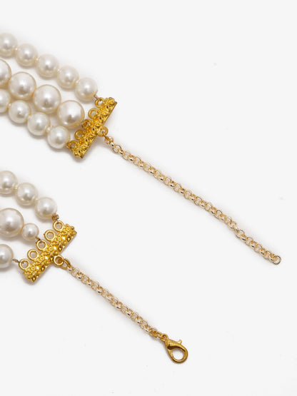 Gold-Toned White Gold-Polished Handcrafted Necklace - Ruby Raang