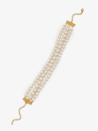 Gold-Toned White Gold-Polished Handcrafted Necklace - Ruby Raang