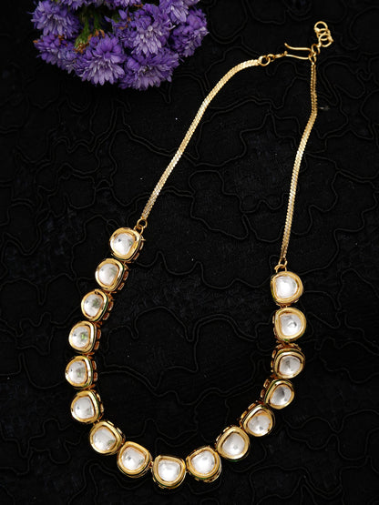 Women's Gold-Polished Kundan Choker Necklace - Ruby Raang