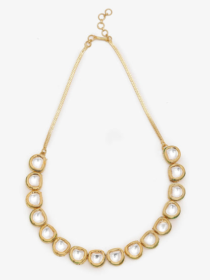 Women's Gold-Polished Kundan Choker Necklace - Ruby Raang