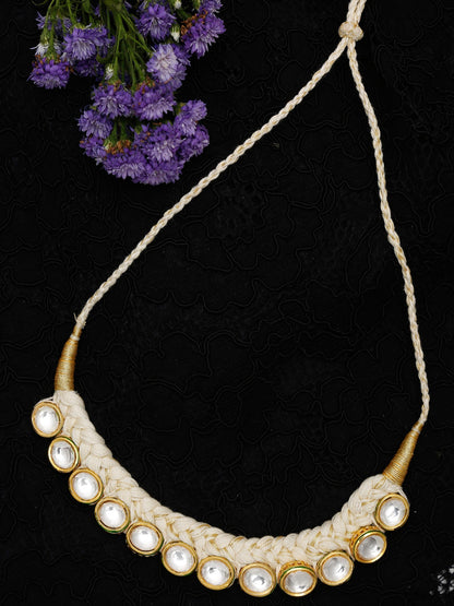 Gold-Toned White Gold-Polished Handcrafted Necklace - Ruby Raang