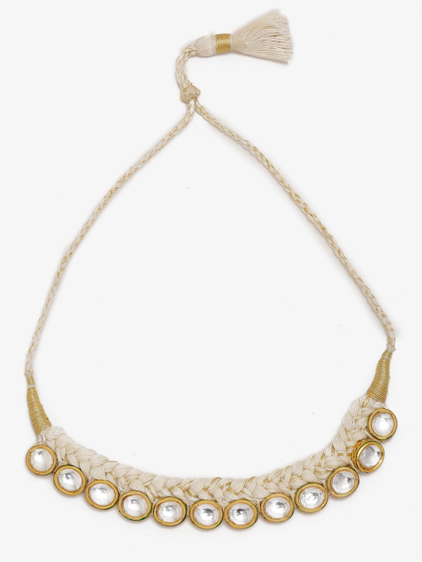 Gold-Toned White Gold-Polished Handcrafted Necklace - Ruby Raang
