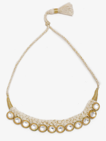 Gold-Toned White Gold-Polished Handcrafted Necklace - Ruby Raang
