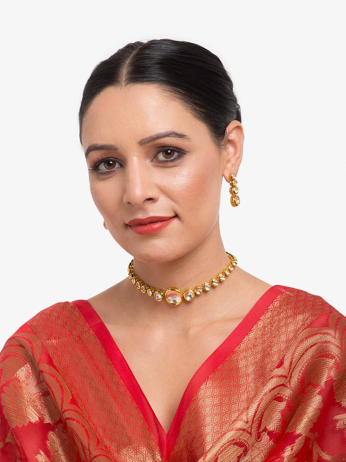 Women's Choker With Earrings - Ruby Raang