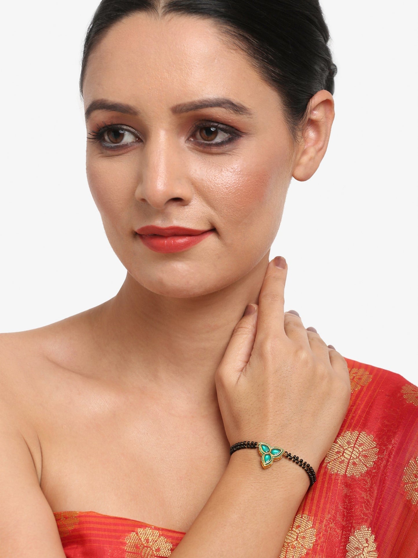 Women's Black Kundan Mangalsutra Bracelet - Ruby Raang