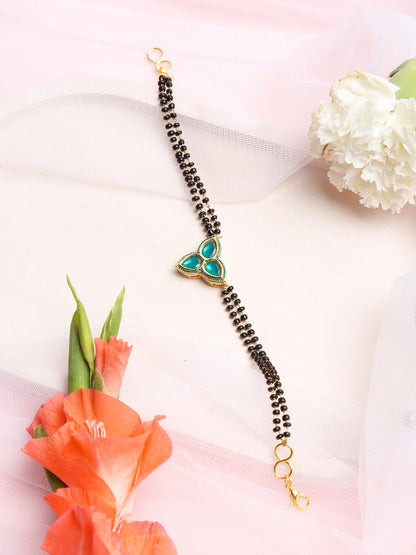 Women's Black Kundan Mangalsutra Bracelet - Ruby Raang