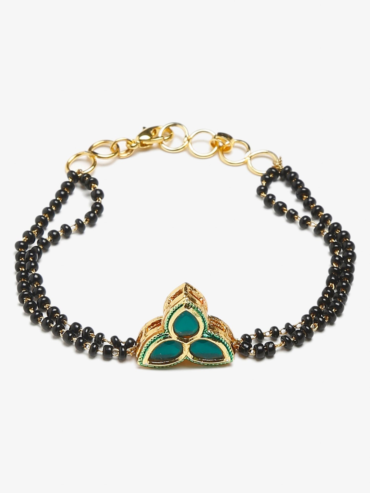 Women's Black Kundan Mangalsutra Bracelet - Ruby Raang
