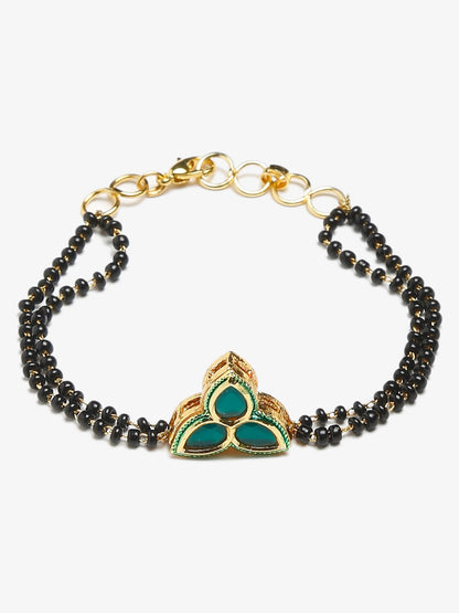 Women's Black Kundan Mangalsutra Bracelet - Ruby Raang