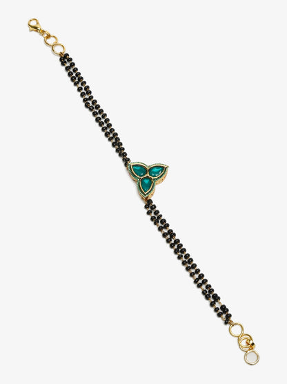Women's Black Kundan Mangalsutra Bracelet - Ruby Raang
