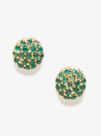 Green Gold-Toned Contemporary Studs Earrings - Ruby Raang