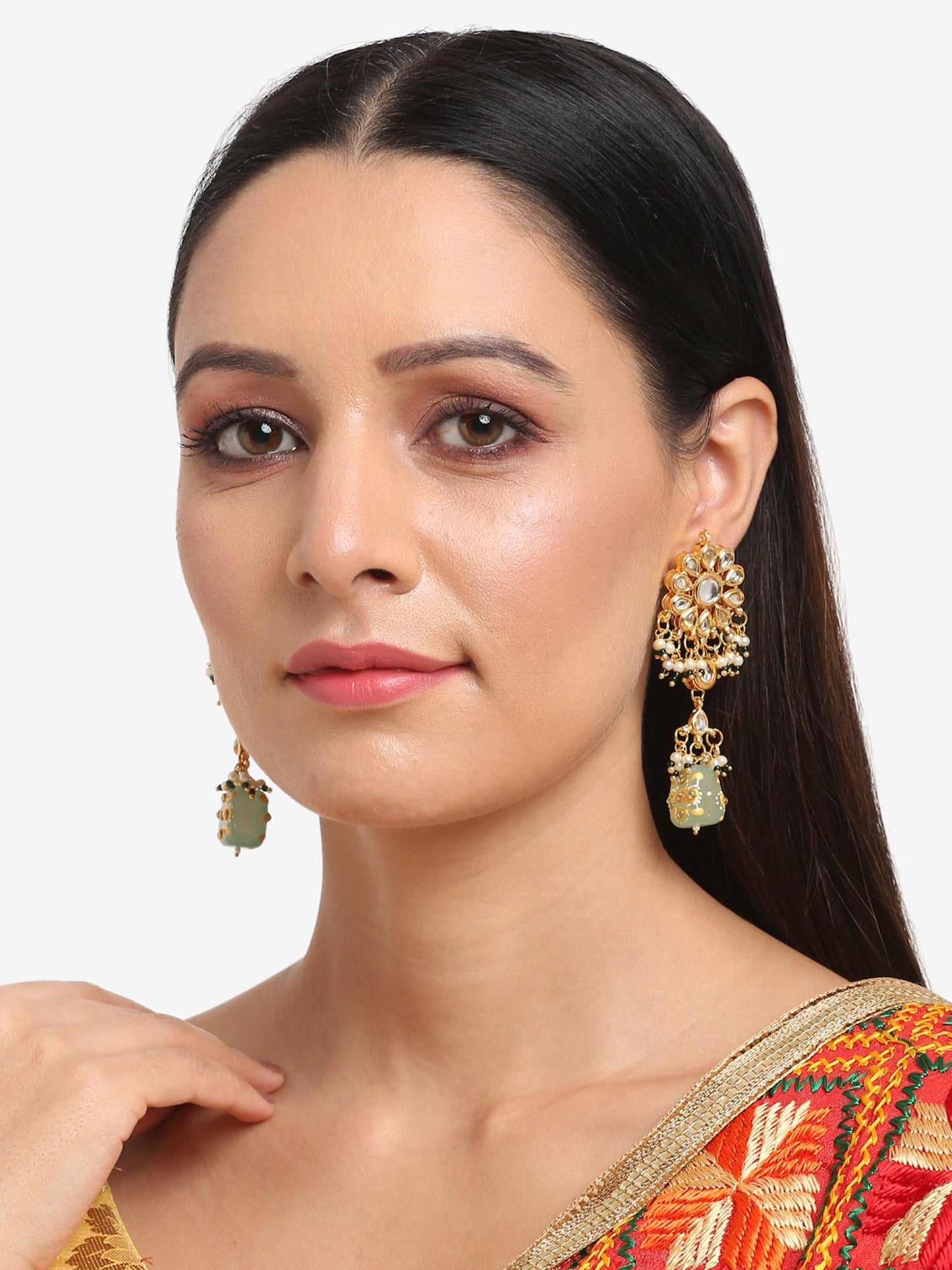 Gold-Toned Contemporary Drop Earrings - Ruby Raang