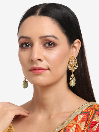 Gold-Toned Contemporary Drop Earrings - Ruby Raang