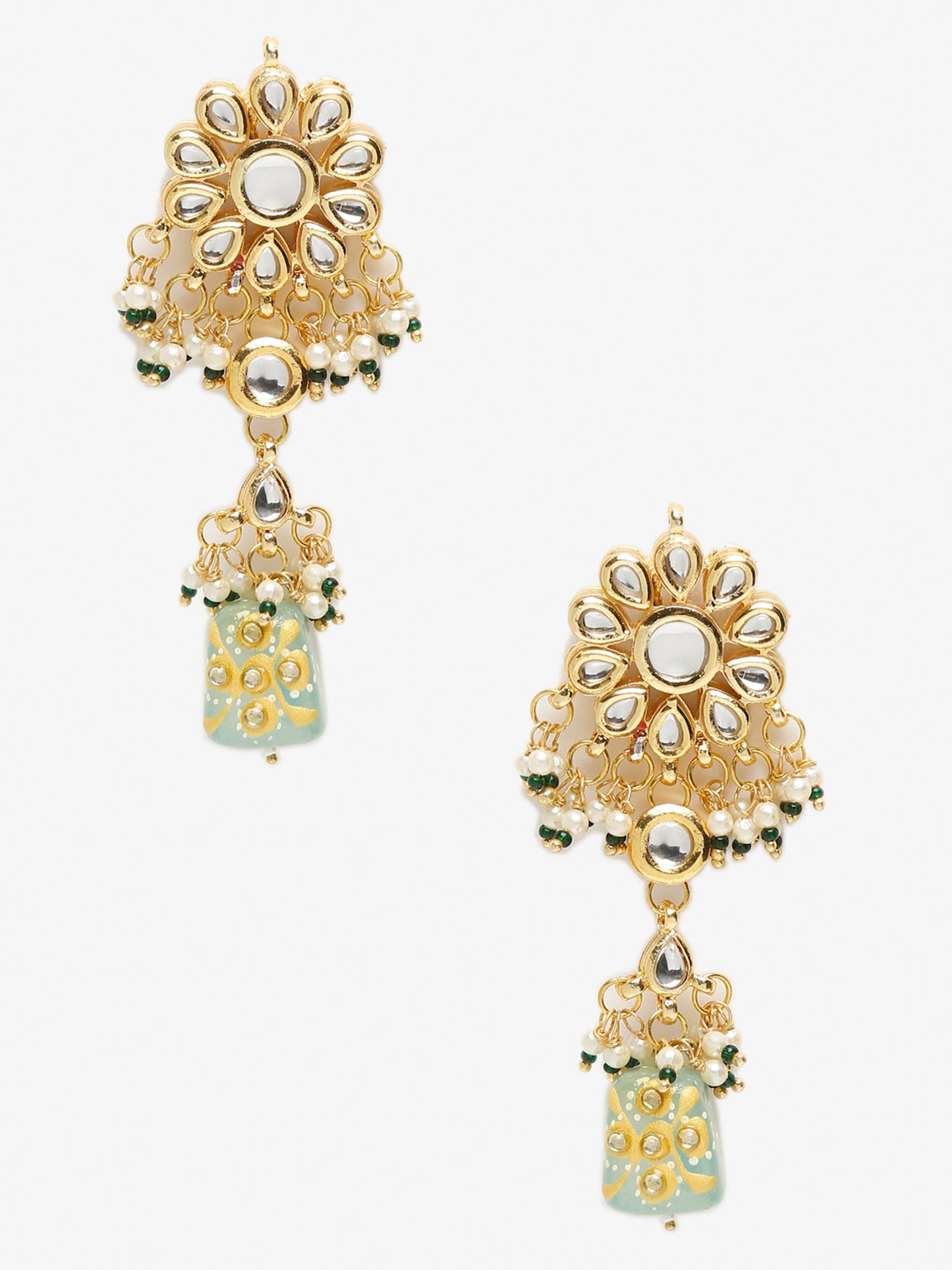 Gold-Toned Contemporary Drop Earrings - Ruby Raang