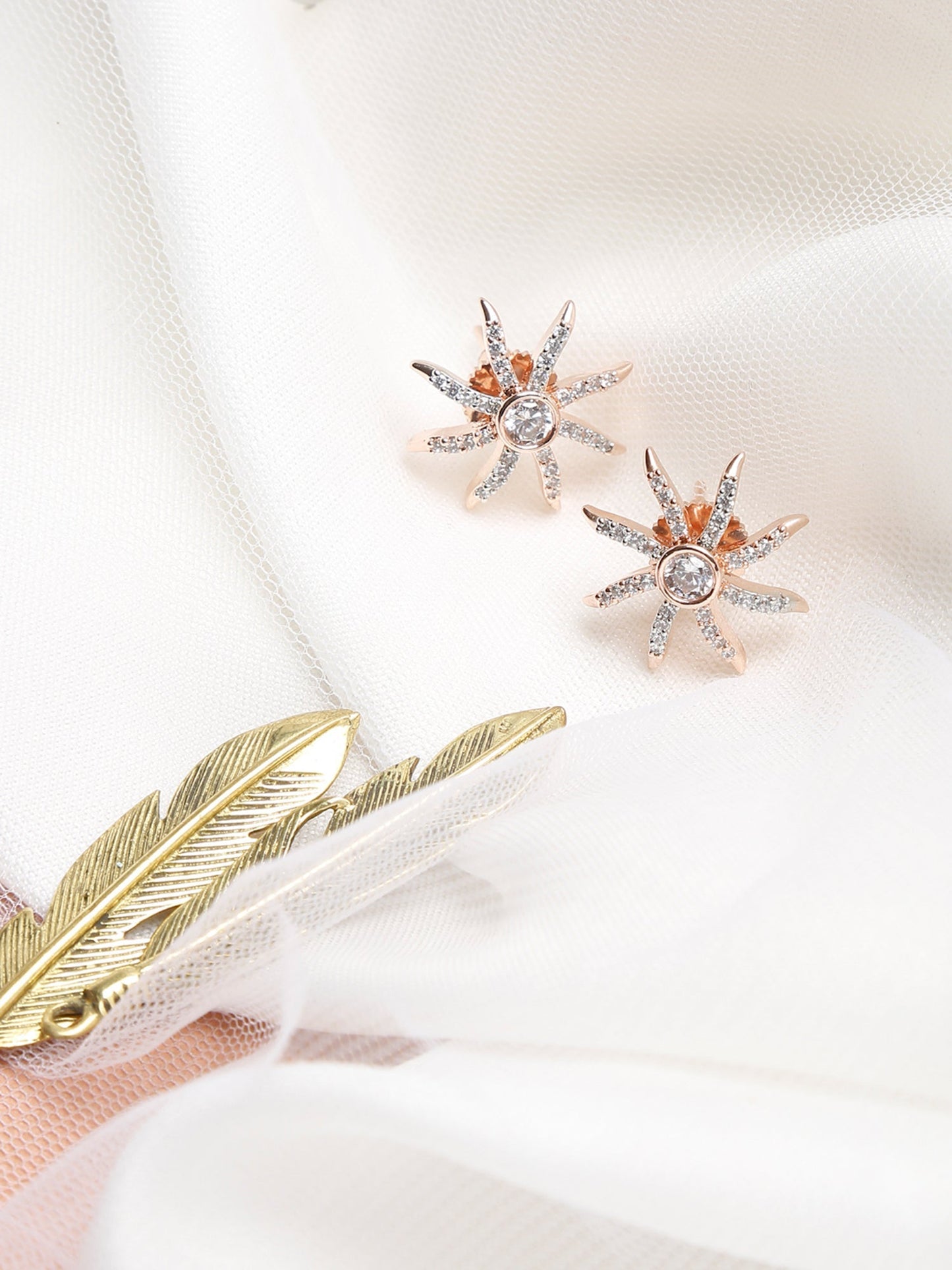 Rose Gold Contemporary Drop Earrings - Ruby Raang