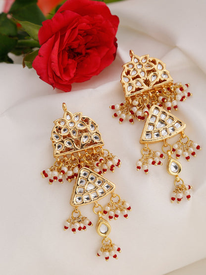 Gold-Toned Contemporary Chandbalis Earrings - Ruby Raang