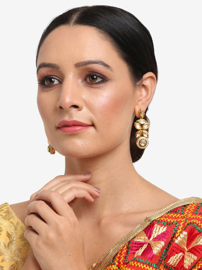 Gold-Toned Contemporary Drop Earrings - Ruby Raang