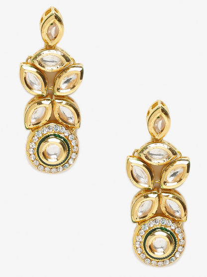 Gold-Toned Contemporary Drop Earrings - Ruby Raang