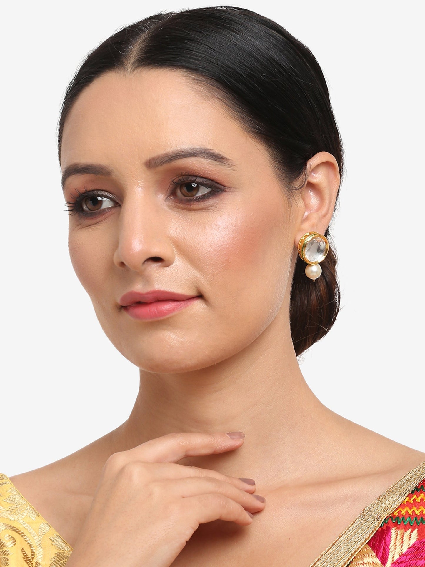 Gold-Toned Contemporary Studs Earrings - Ruby Raang