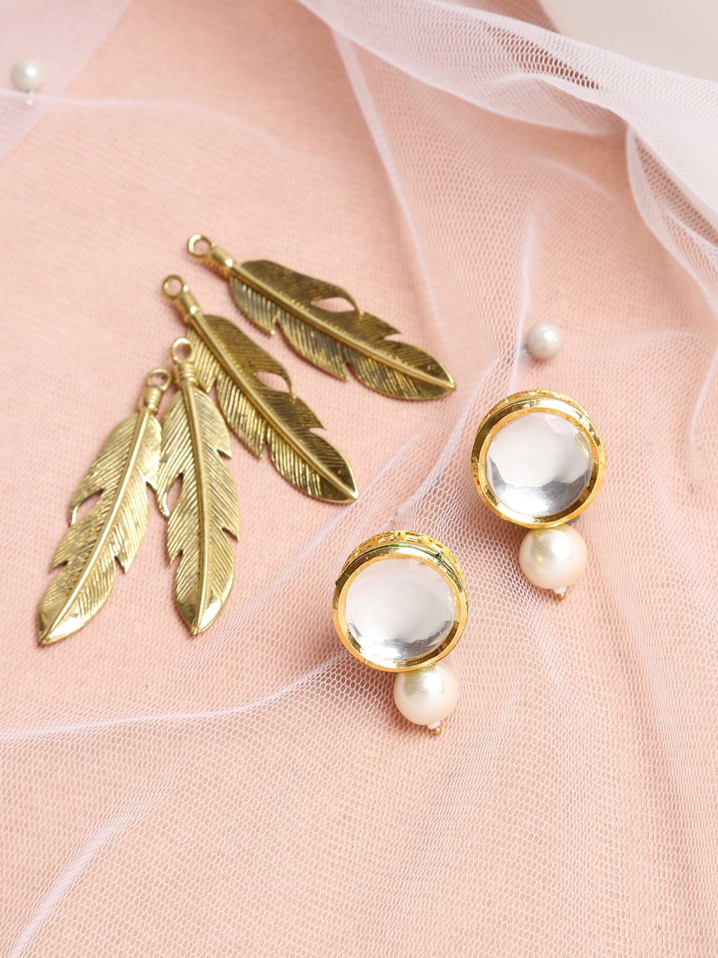 Gold-Toned Contemporary Studs Earrings - Ruby Raang