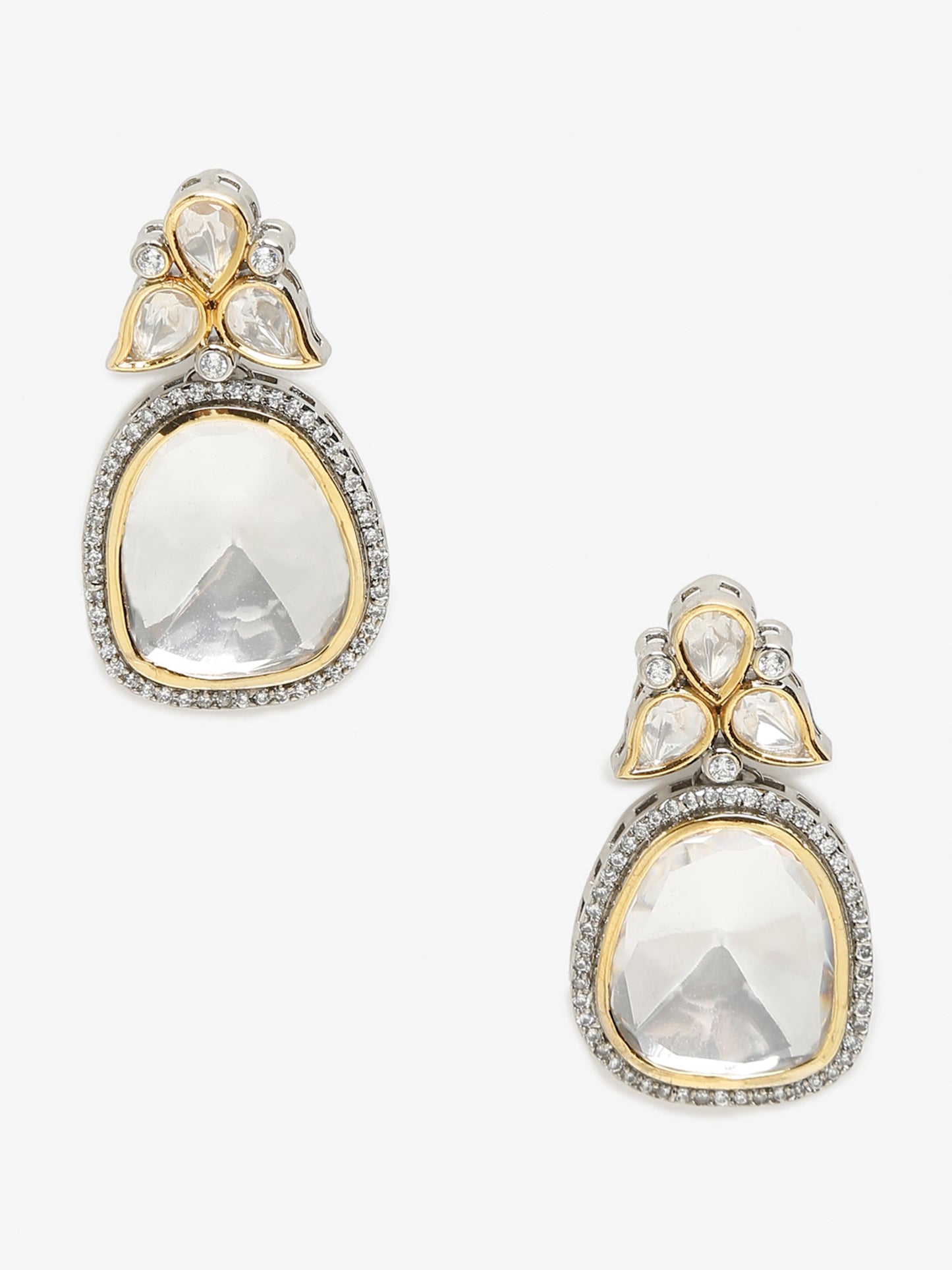 Silver-Toned Contemporary Studs Earrings - Ruby Raang