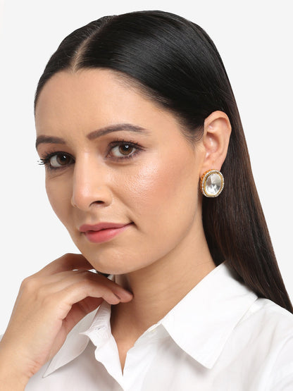 Gold-Toned Contemporary Studs Earrings - Ruby Raang