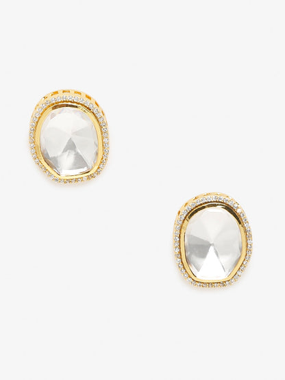 Gold-Toned Contemporary Studs Earrings - Ruby Raang