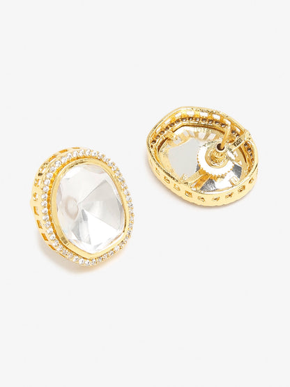 Gold-Toned Contemporary Studs Earrings - Ruby Raang