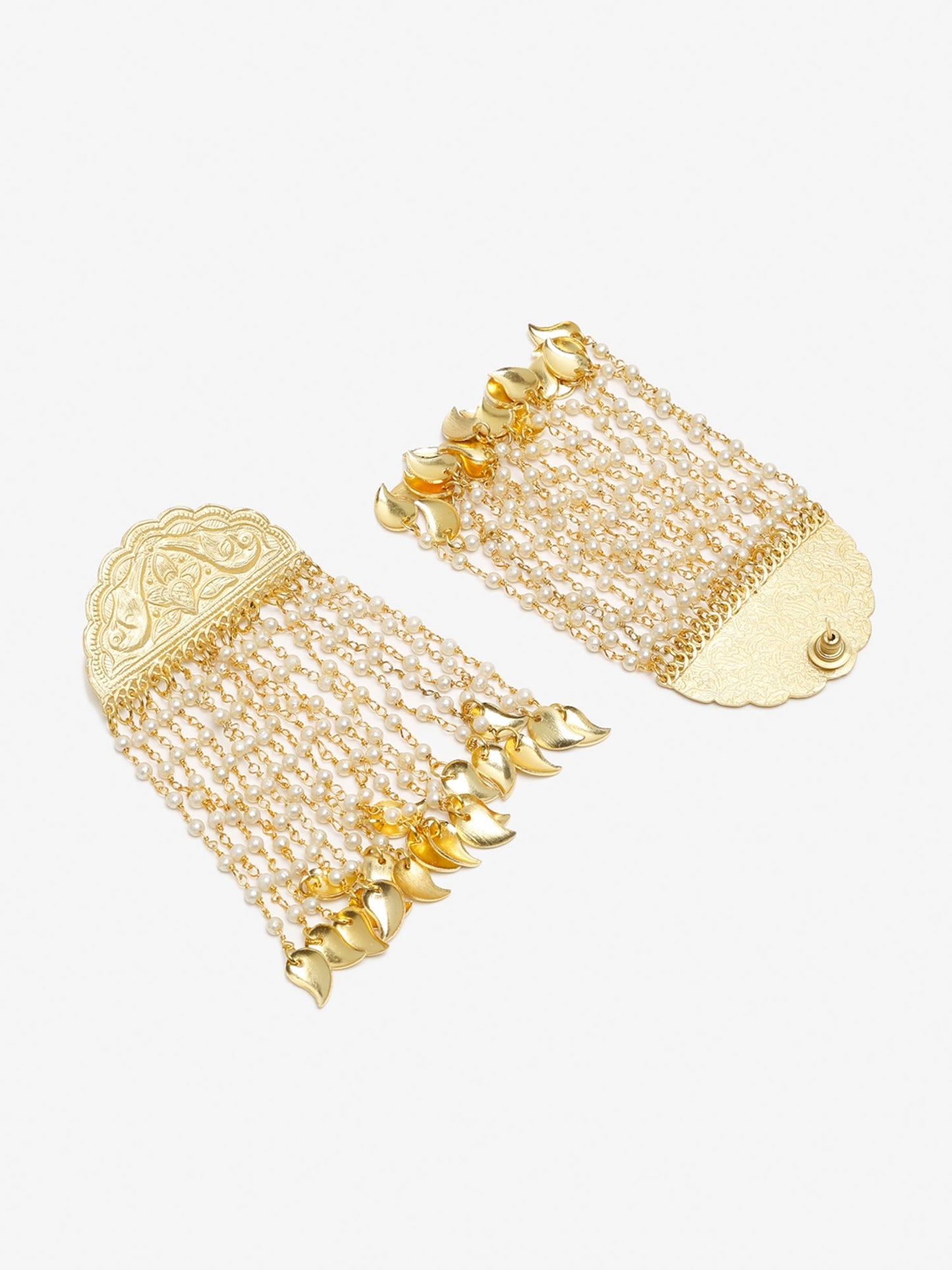 Gold-Toned White Contemporary Jhumkas Earrings - Ruby Raang