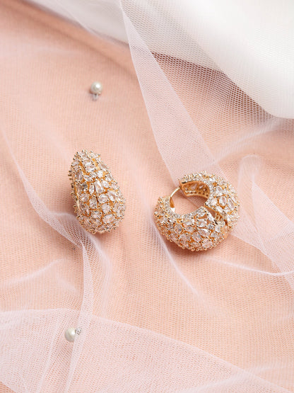 Rose Gold Contemporary Hoop Earrings - Ruby Raang