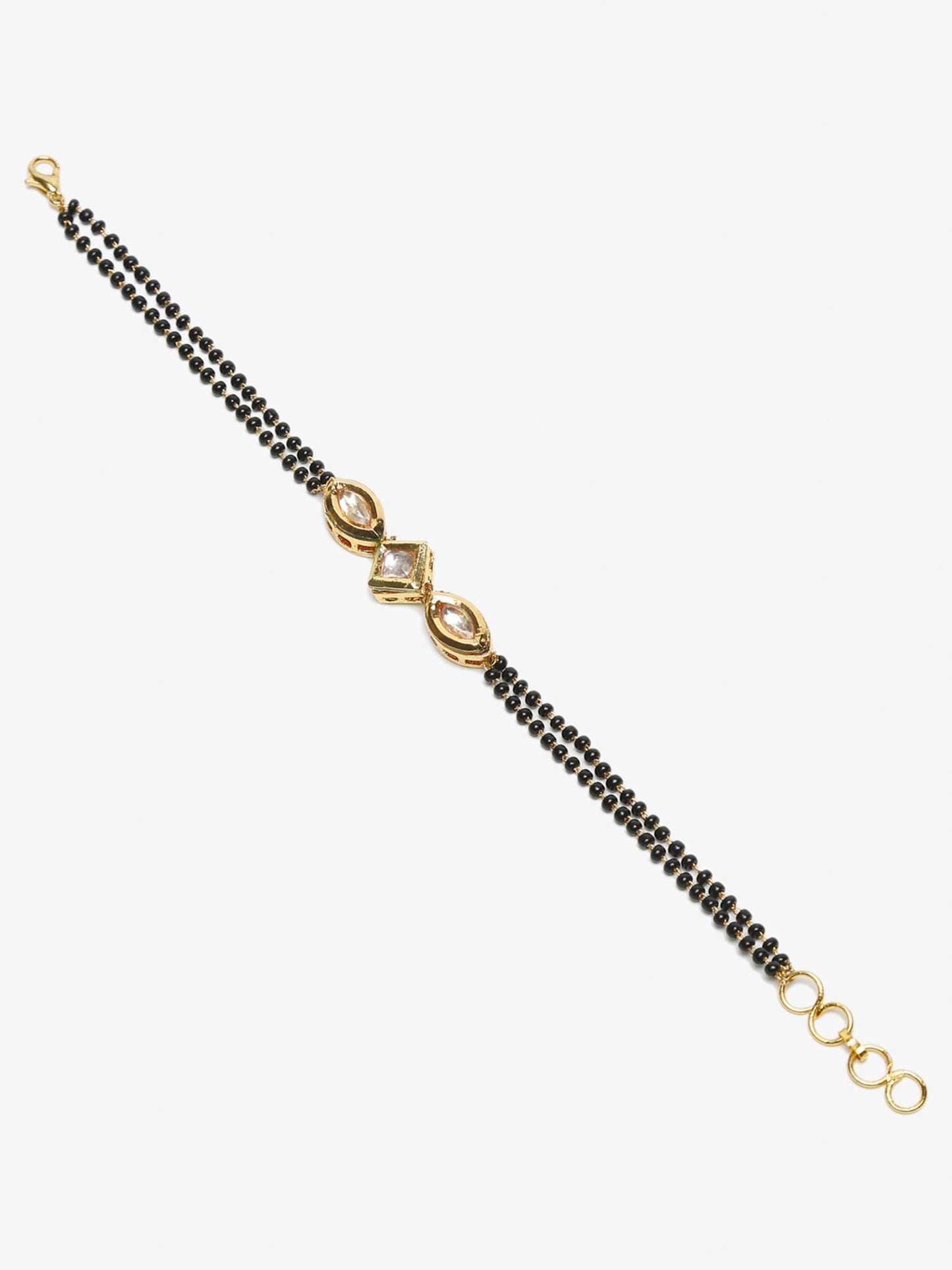 Women's Black Gold-Polished Kundan Mangalsutra Bracelet - Ruby Raang