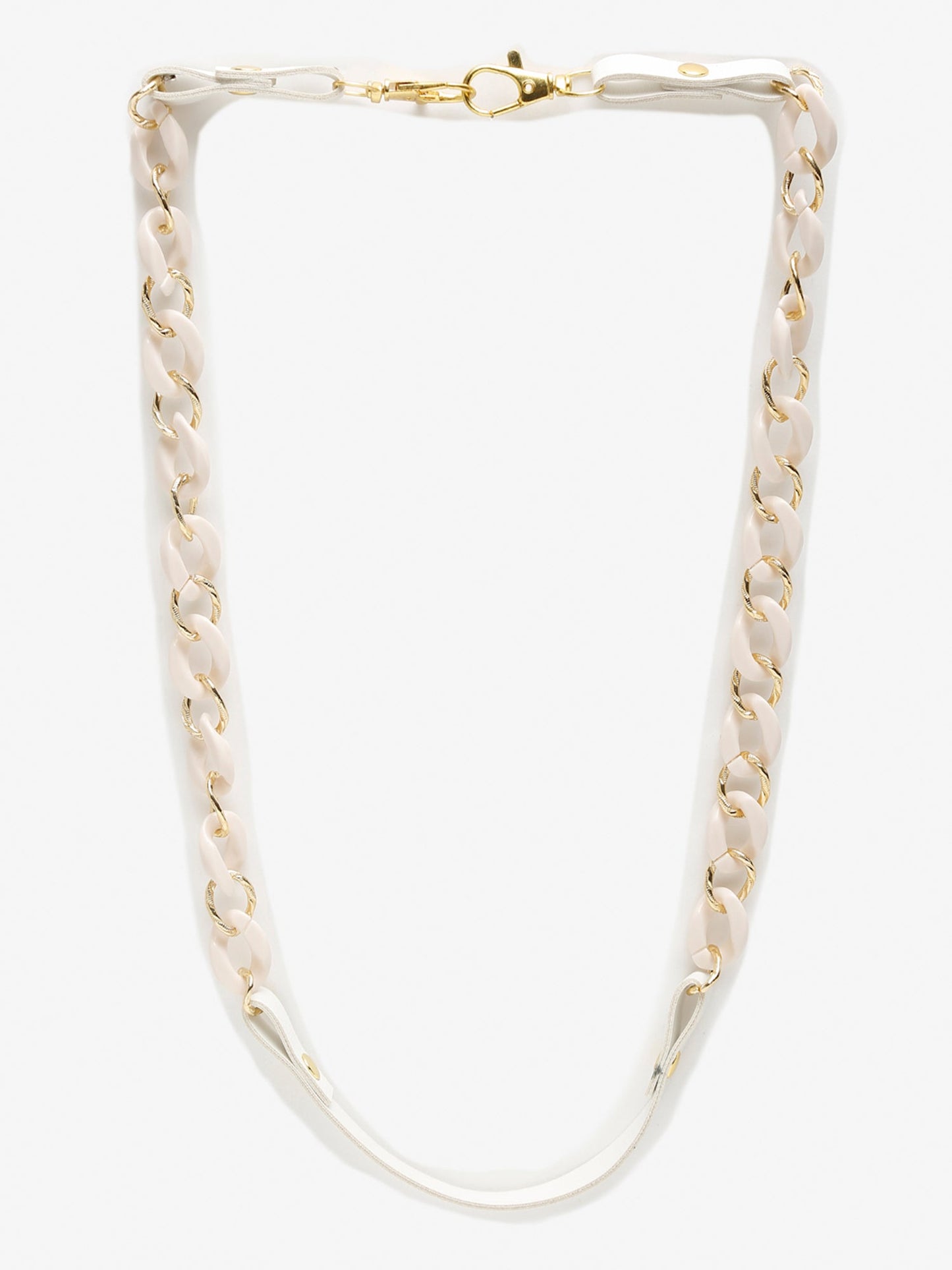 White Gold-Toned Beaded Mask Chain - Ruby Raang