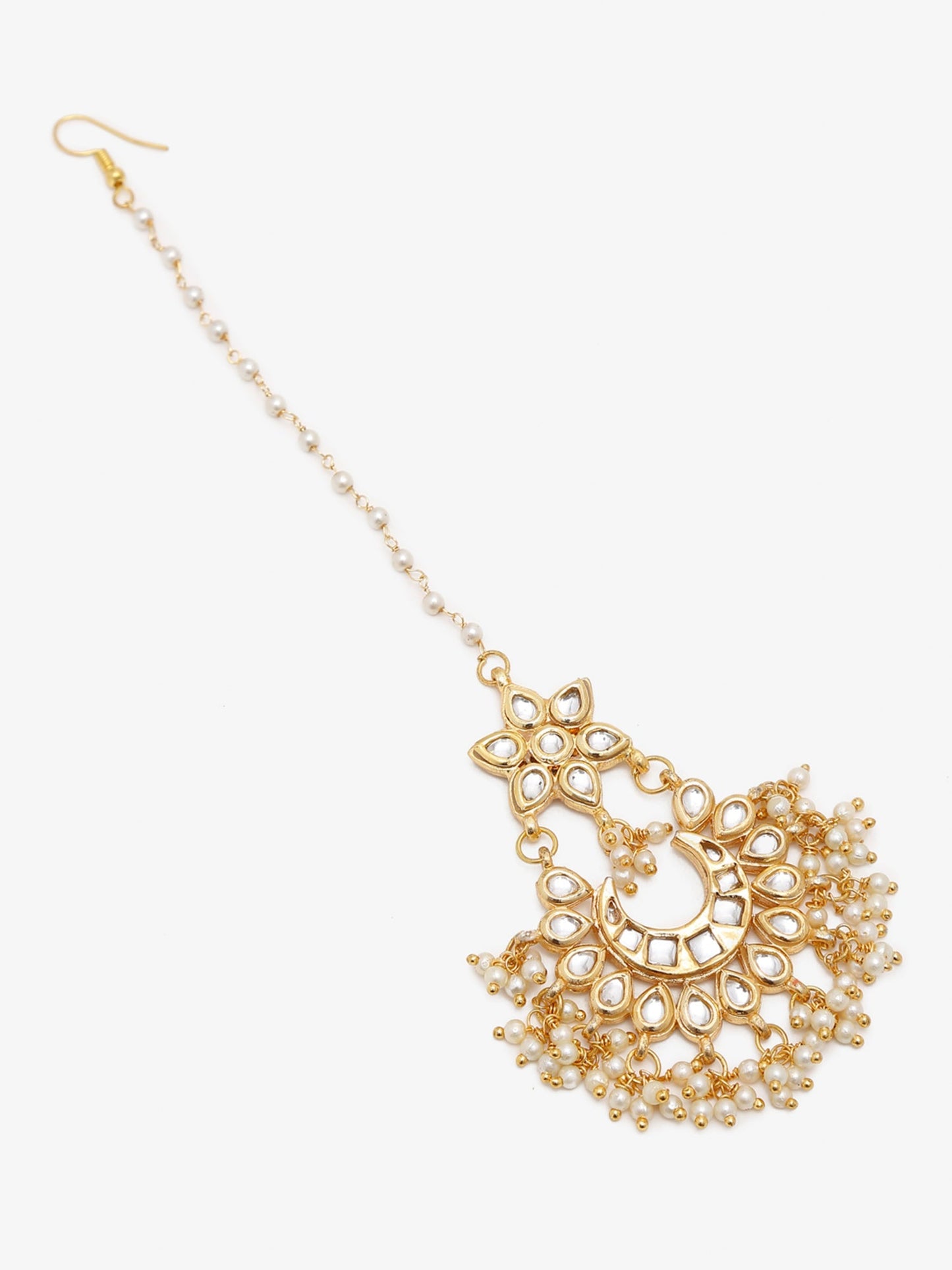 Gold-Polished Kundan Maang Tikka - Ruby Raang