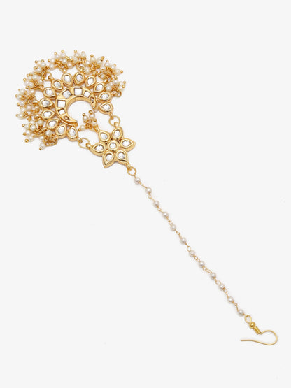 Gold-Polished Kundan Maang Tikka - Ruby Raang
