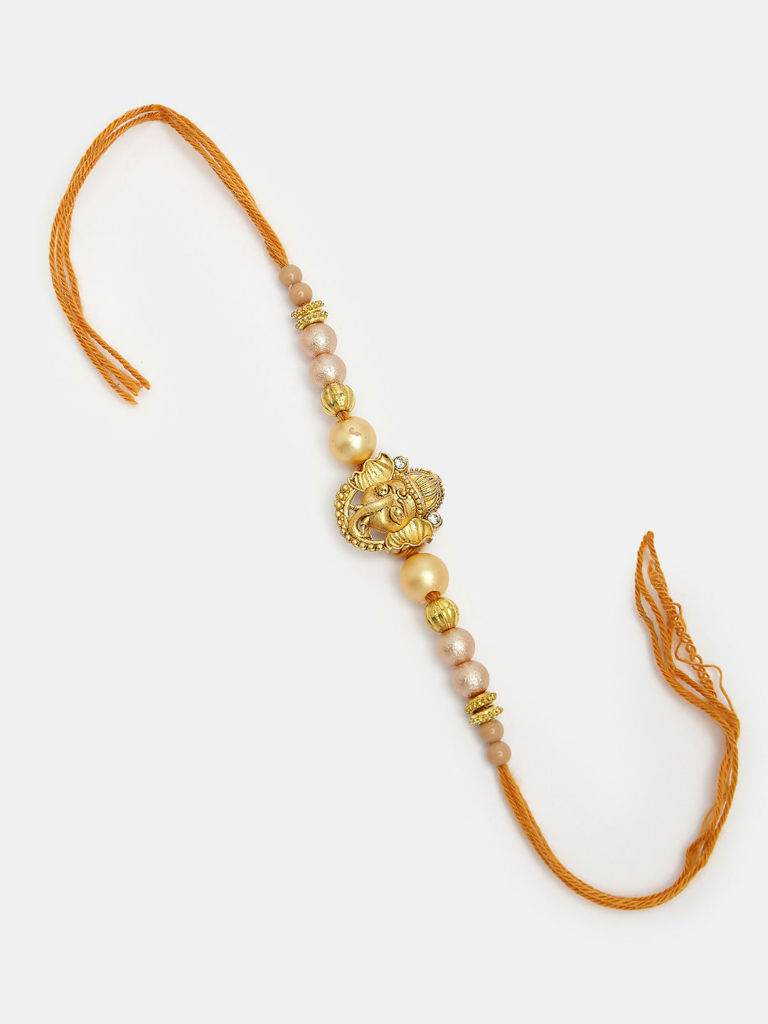 NVR Men Set of 4 Multicolor Stone-Studded Ganesh Rakhi With Roli Chawal & Chocolate
