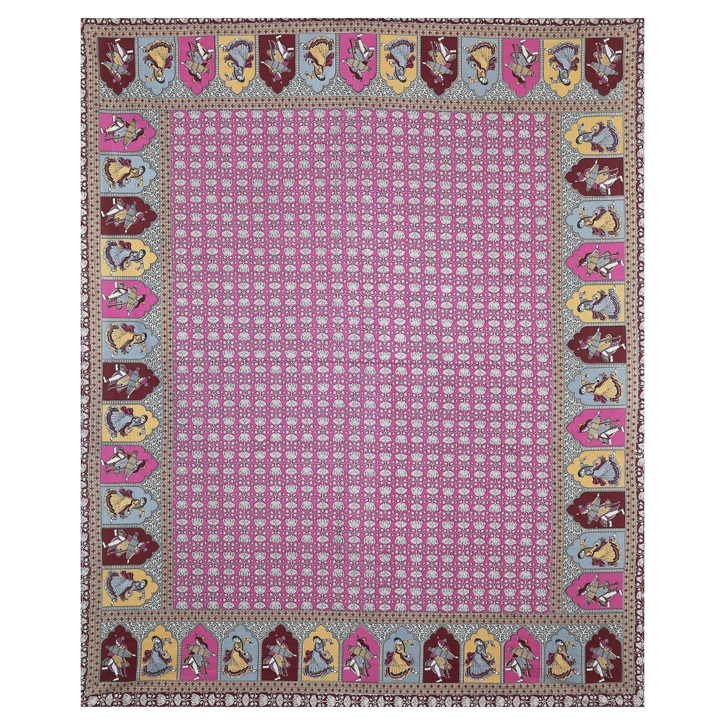 Rudra Bazaar Multicolour 210 TC Cotton Double King Bedsheet With 2 Pillow Covers