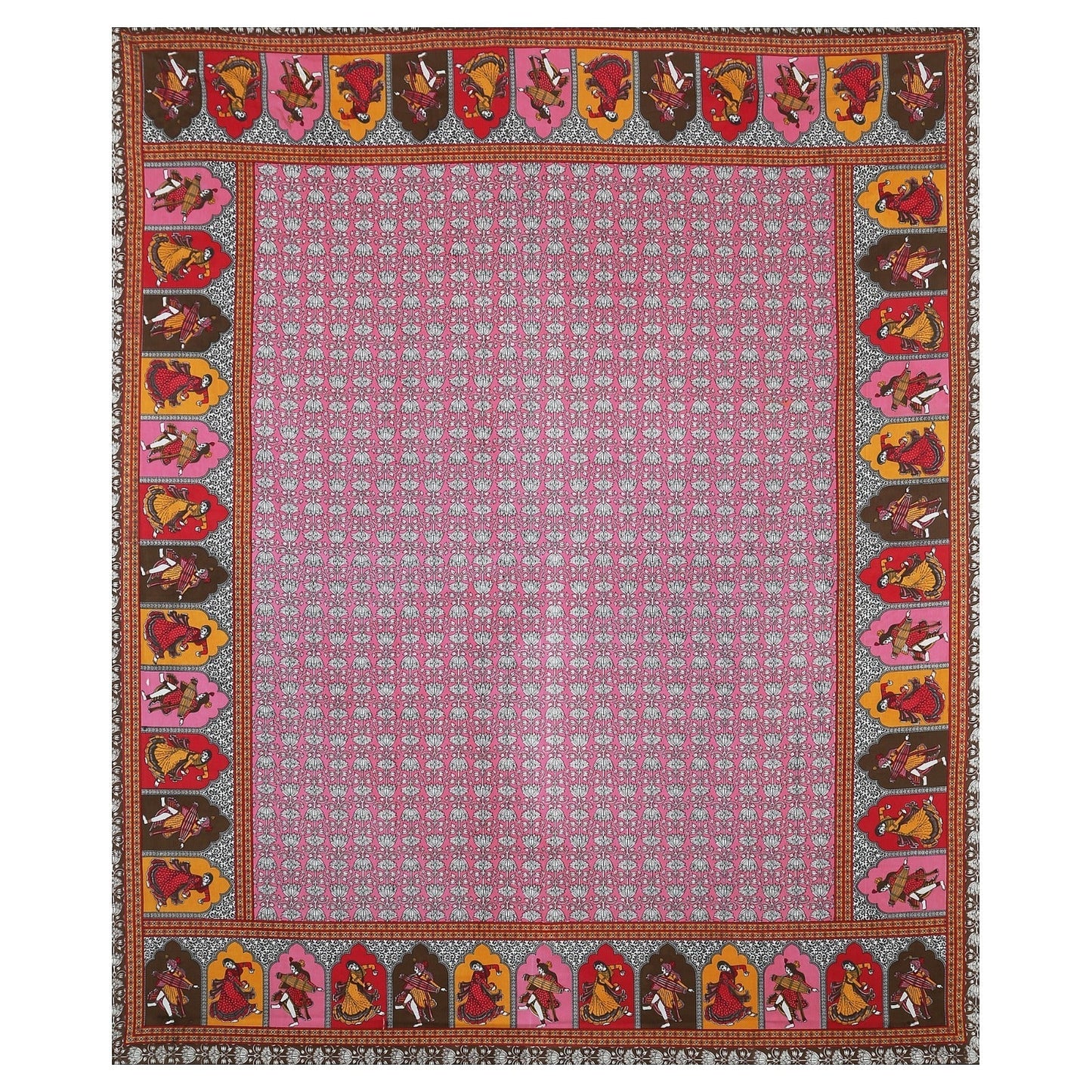 Rudra Bazaar Multicolour 210 TC Cotton Double King Bedsheet With 2 Pillow Covers