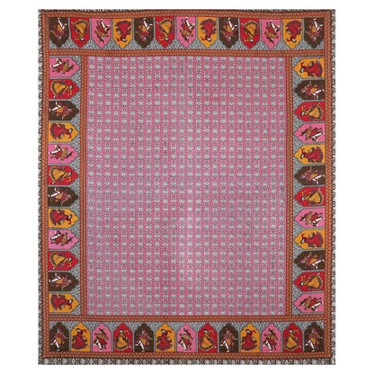 Rudra Bazaar Multicolour 210 TC Cotton Double King Bedsheet With 2 Pillow Covers