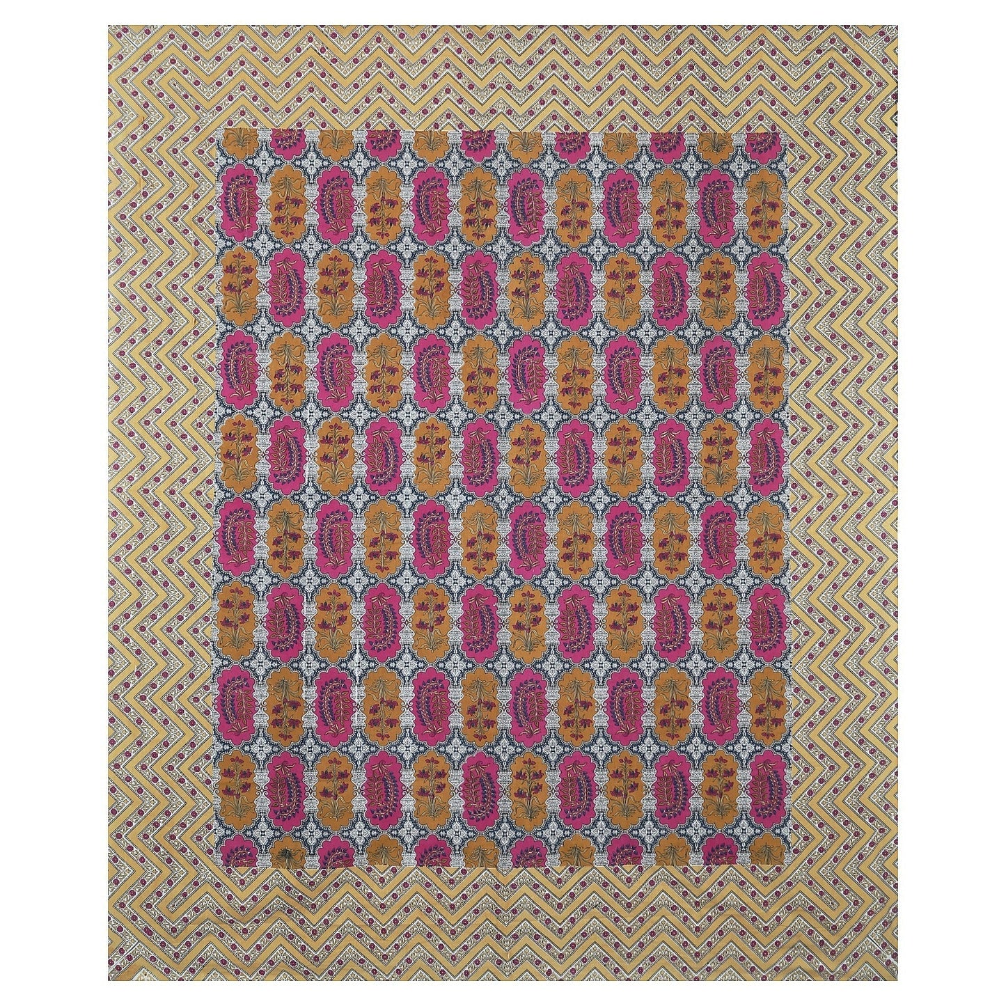 Rudra Bazaar Multicolour 210 TC Cotton Double King Bedsheet With 2 Pillow Covers